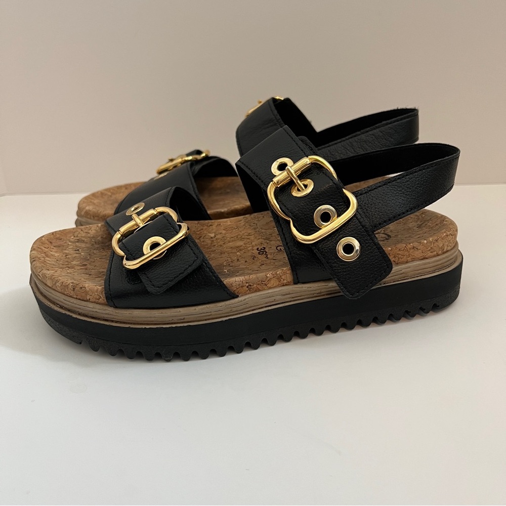 Gabor Black Chunky Slingback Sandals Size 36